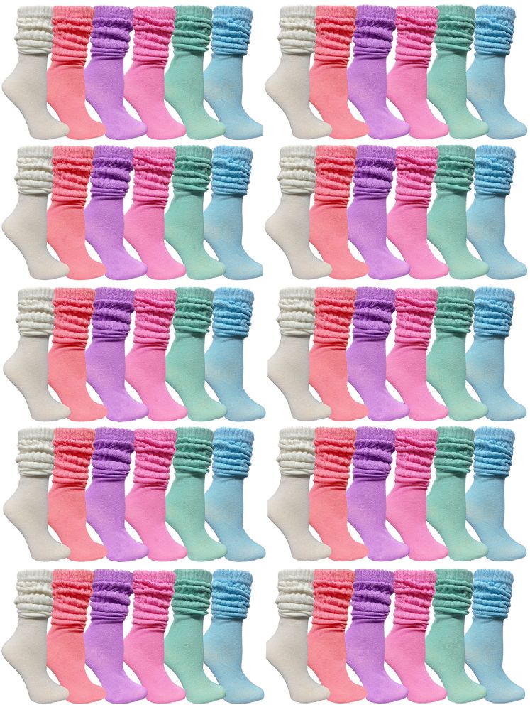 120 Wholesale Yacht & Smith Women's Assorted Colored Slouch Socks Size 9-11