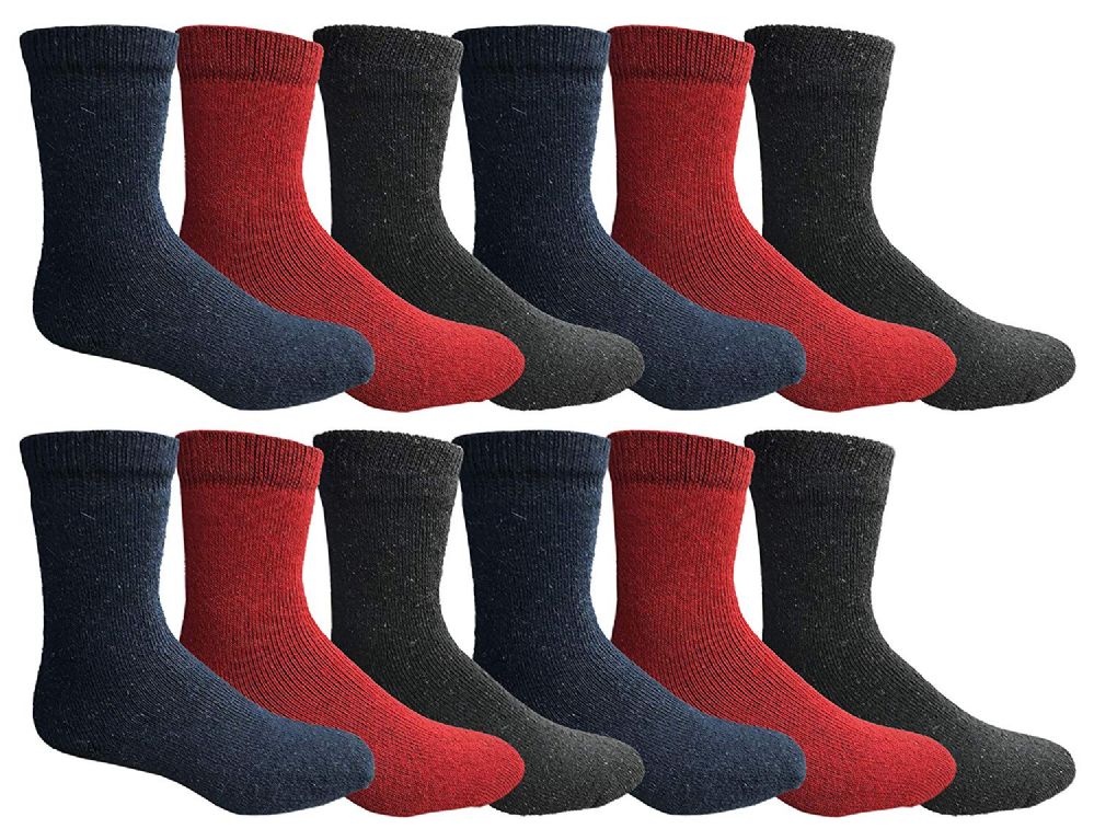 24 Wholesale Yacht & Smith Women's Cotton Assorted Thermal Crew Socks Size 9-11