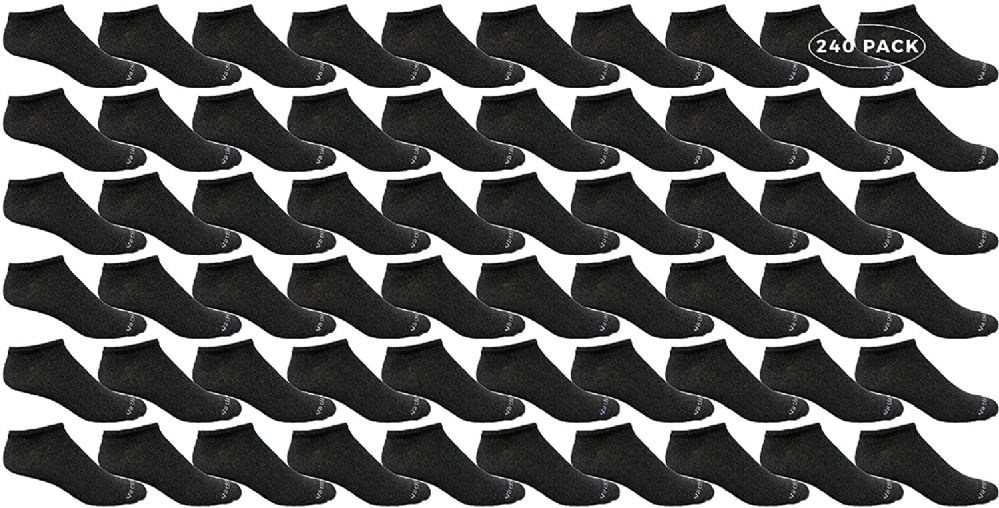 240 Pairs of Yacht & Smith Women's Light Weight No Show Loafer Ankle Socks Solid Black