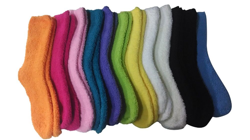 48 Pairs of Yacht & Smith Women's Solid Colored Fuzzy Socks Assorted Colors, Size 9-11