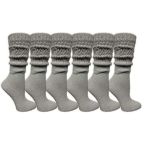 6 Pairs of Yacht & Smith Women's Gray Heavy Slouch Socks Size 9-11