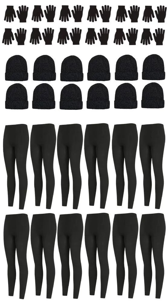 36 Wholesale Yacht & Smith Womens Fleece Winter Sets Hat, Gloves And Thermal Fleece Lined Leggings