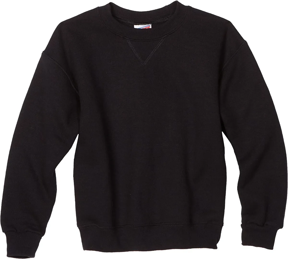 24 Pieces of Youth Crew Neck Sweatshirt Solid Black - Size Small