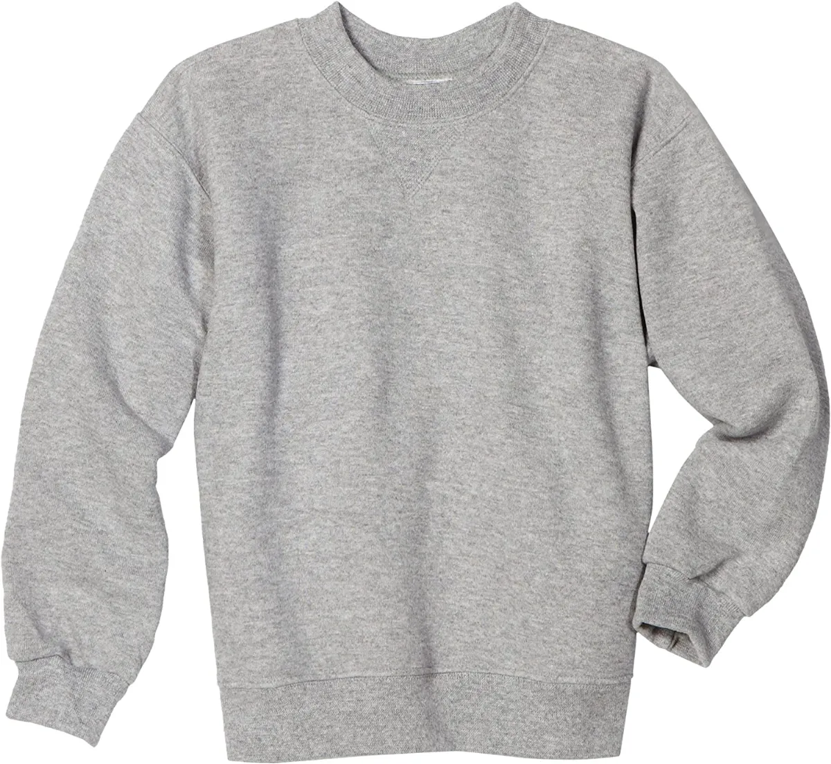 24 Wholesale Youth Crew Neck Sweatshirt Solid Heather Gray Size