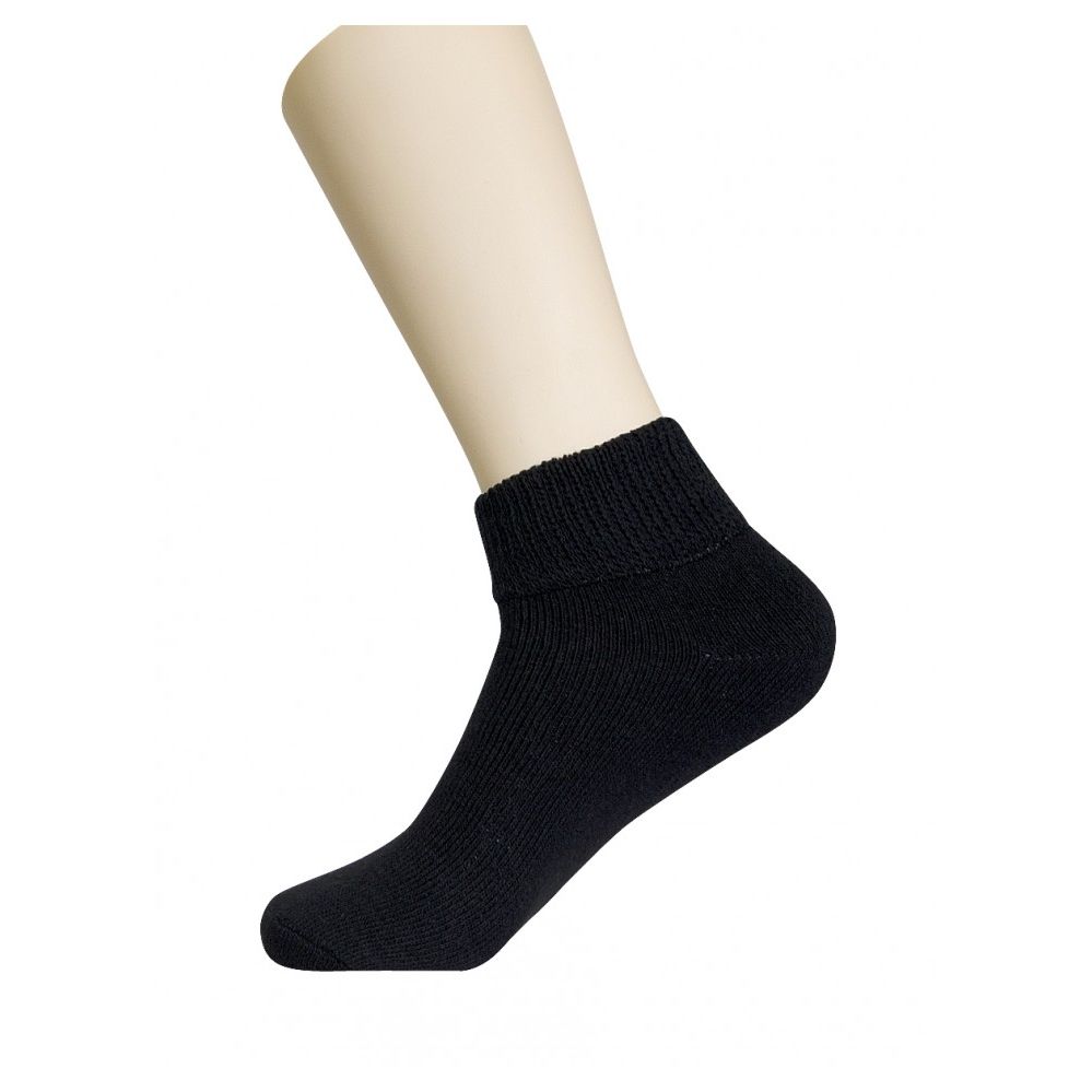 120 Wholesale Youth Diabetic Ankle Socks Black Size 9-11
