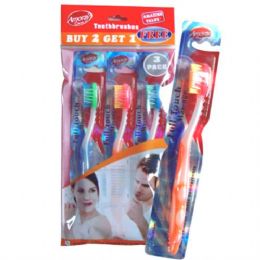 48 Pieces Toothbrush 3pk In Poly Bag - Toothbrushes and Toothpaste