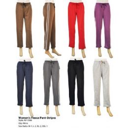 48 Pieces Womens Fleece Pants With Stripes - Womens Pants