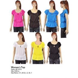 144 Pieces Womans Ruffle Top - Womens Fashion Tops