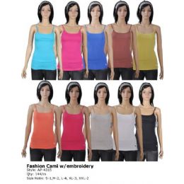 144 Wholesale Women's Fashion Cami With Embroidery