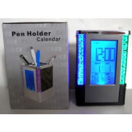 36 Wholesale Light Up Pen Holder/clock/calendar