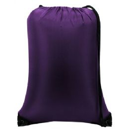60 Pieces Value Drawstring Backpack Purple - Backpacks 15" or Less