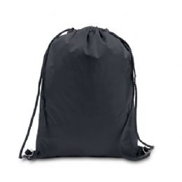 48 Pieces Drawstring Backpack - Black - Backpacks 15" or Less
