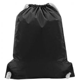 48 Wholesale White Drawstring Backpack In Black