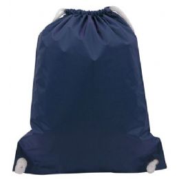 48 Wholesale White Drawstring Backpack In Navy