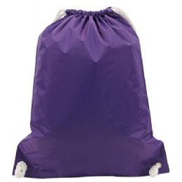 48 Pieces White Drawstring Backpack In Purple - Backpacks 15" or Less
