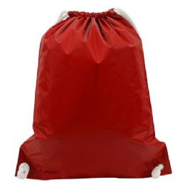 48 Wholesale White Drawstring Backpack In Red
