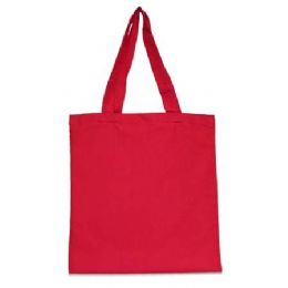 48 Wholesale Cotton Canvas Tote - Red