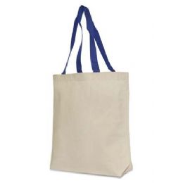72 Wholesale Cotton Canvas Tote Natural And Royal