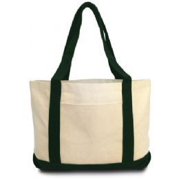 48 Wholesale Cotton Canvas Tote In Natural And Forest