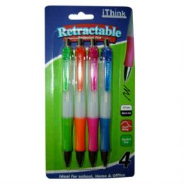 72 Wholesale Retractable Ball Point Pen 4pk