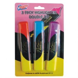 96 Pieces Highlighter Two Head 3pc (48/cs) - Highlighter