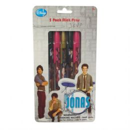 48 Pieces Jonas Stick Pen 5pk - Licensed School Supplies
