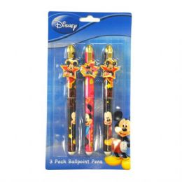 48 Wholesale Character Clip Pen Mickey/minnie 3pk