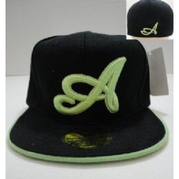 24 Wholesale Fitted HaT-Black With Green "a"