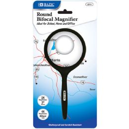 144 Units of Bazic 3" Round 2x Handheld Magnifier & 4x Bifocal Inset - Magnifying  Glasses