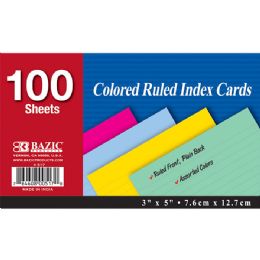 36 Units of Bazic 100 Ct. 3" X 5" Ruled Colored Index Card - Labels ,Cards and Index Cards