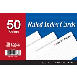 36 Units of Bazic 50 Ct. 4" X 6" Ruled White Index Card - Labels ,Cards and Index Cards
