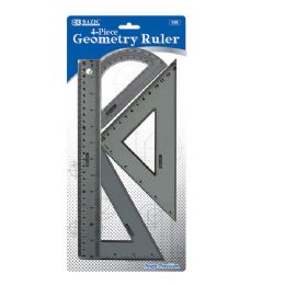 24 Pieces Bazic 4-Piece Geometry Ruler Combination Sets - Rulers