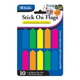 144 Bulk Bazic 25 Ct. 0.5" X 1.7" Neon Color Arrow Flags (10/pack)