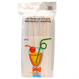 100 Pieces Drinking Straws Individually Wrapped (100 Count) - Party Paper Goods