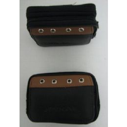 24 Wholesale 3 Compartment Black/brown Accent Camera/phone Case