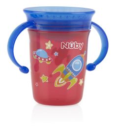 12 pieces Nuby Printed 2-Handle 360 Wonder Cup, 8 oz - Baby Accessories
