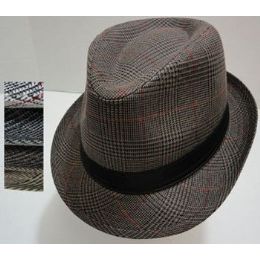 120 Wholesale Fedora HaT-Plaid With Solid Hat Band