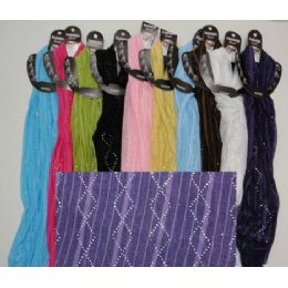 144 Pieces Mesh Scarf With Rhinestones - Womens Fashion Scarves