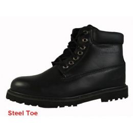 12 Units of Men's Genuine Leather BootS--6" Steel Toe - Men's Work Boots