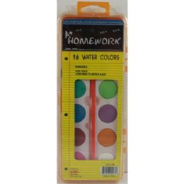 48 Pieces Water Colors 16 Colors W/brush Plastic Case Washable - Art Paints