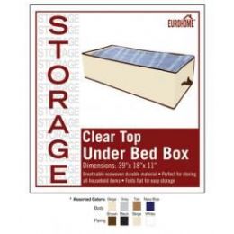 36 Wholesale 39" X 18" X 11" Clear Top Under Bed Box -4 Assorted Colors