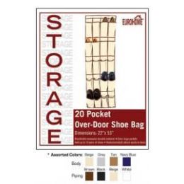 36 Pairs 20 Pocket Over Door Shoe Bag 4 Assorted Colors - Storage Holders and Organizers