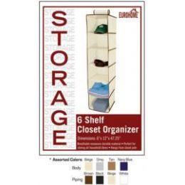 24 Wholesale 6 Shelf Closet Organizer 4 Assorted Colors