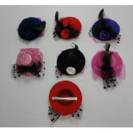 72 Units of 4.25" Fancy Hat Hair CliP-Large - Hair Accessories
