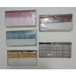 48 Pieces 7.5"x4" Expandable Ladies WalleT-Sparkle Plaid - Leather Wallets