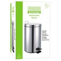 4 Pieces 12 Liter Stainless Steel Step Can With Plastic Inner Hygienic Bin - Waste Basket