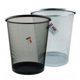 12 Wholesale Round Mesh Waste Bin Assorted Black And Silver