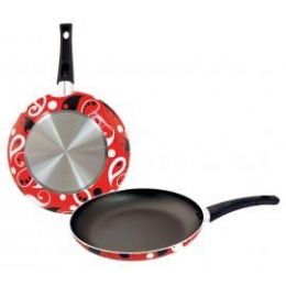 8 Wholesale 8inch Designer Fry Pan - Red Paisley