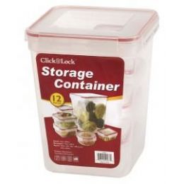 6 Pieces 12 Piece Assorted Plastic Container With Click And Lock Lids - Food Storage Containers