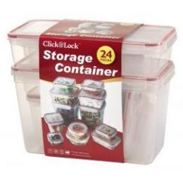 6 Wholesale 24 Piece Plastic Container With Click And Lock Lids Assorted Sizes